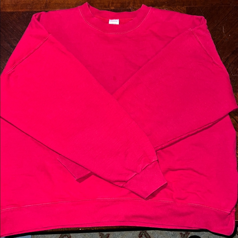 Hanes Men's Vibrant Red Crewneck Sweatshirt Pre-owned